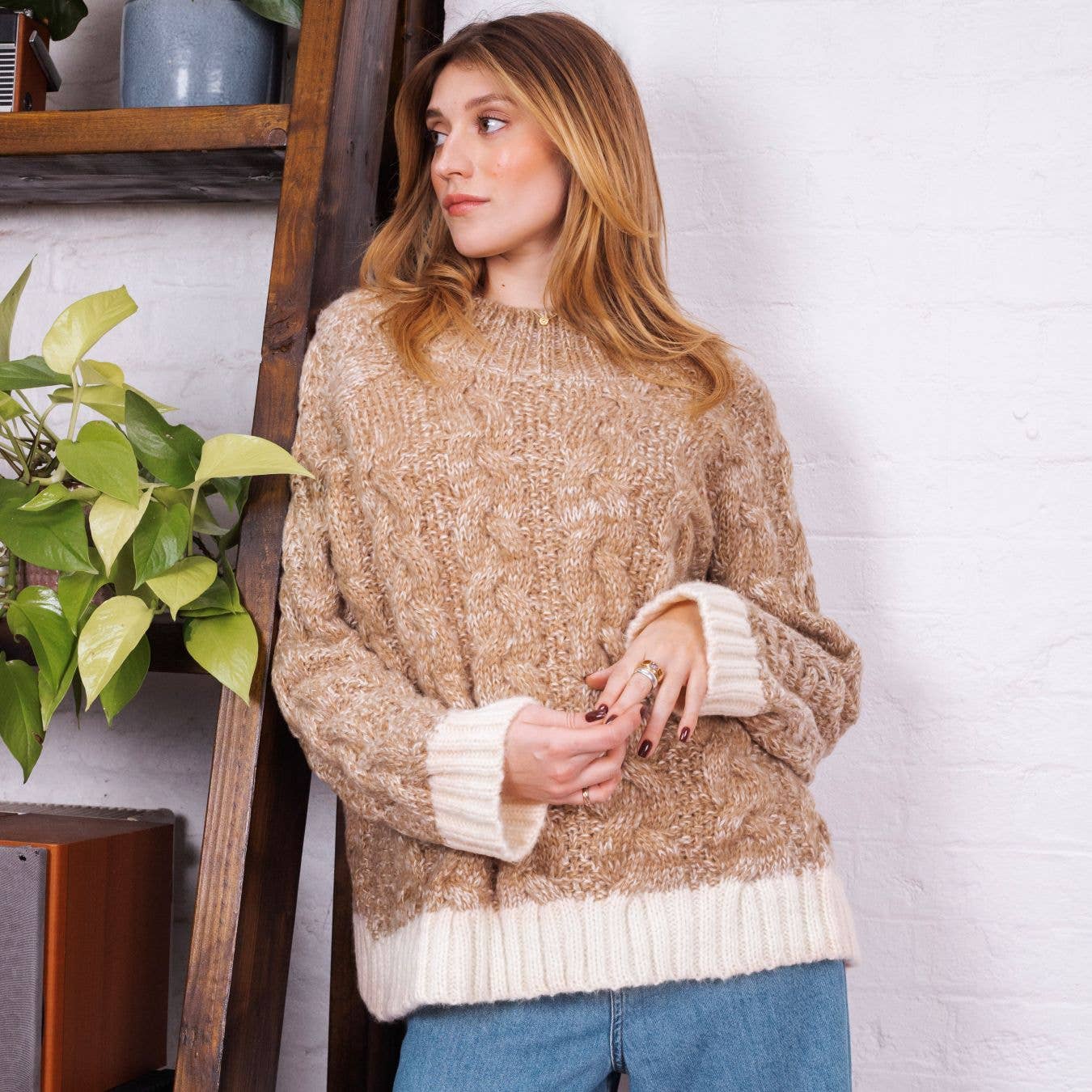 andmary Jennie line knit set 安い up beige